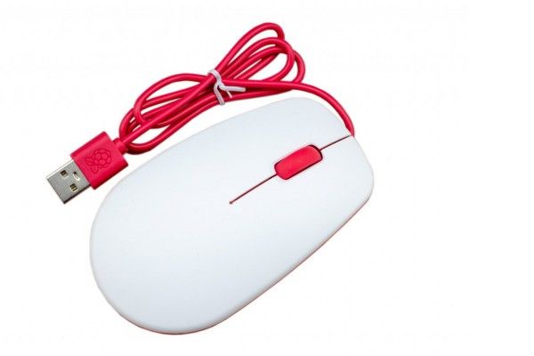 Officiell Raspberry Pi-mus, optisk med 3 knappar - röd och vit