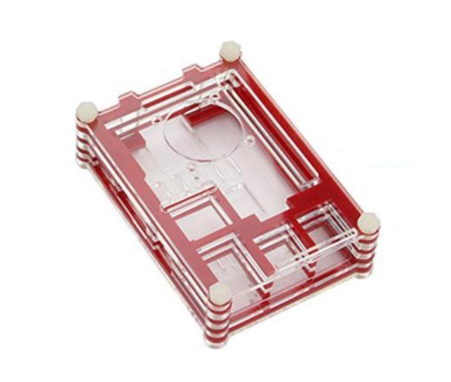 Raspberry Pi 3 Acrylic 9 Layer Case Röd – Transparent