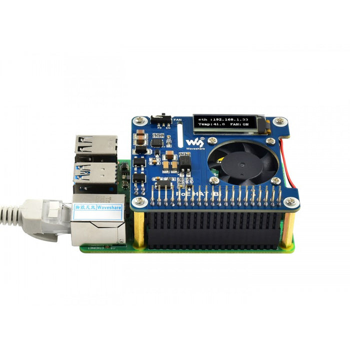 Waveshare Power over Ethernet HAT (B) för Raspberry Pi 3B+ och 4B - 802.3af PoE Network-kompatibel