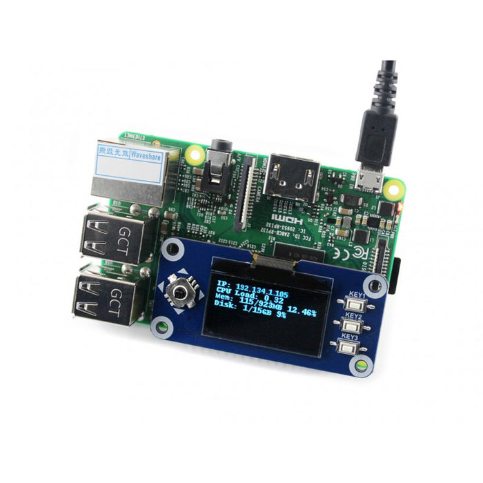 1,3-tums skärm-HAT OLED för Raspberry Pi och NVIDIA Jetson Nano I2C - 128x64 - SH1106-drivrutin - SPI-gränssnitt