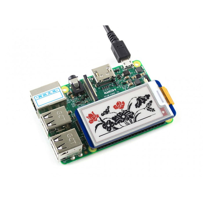 2,13-tums e-Ink Display HAT för Raspberry Pi 212x104p  3 Färg  SPI-gränssnitt