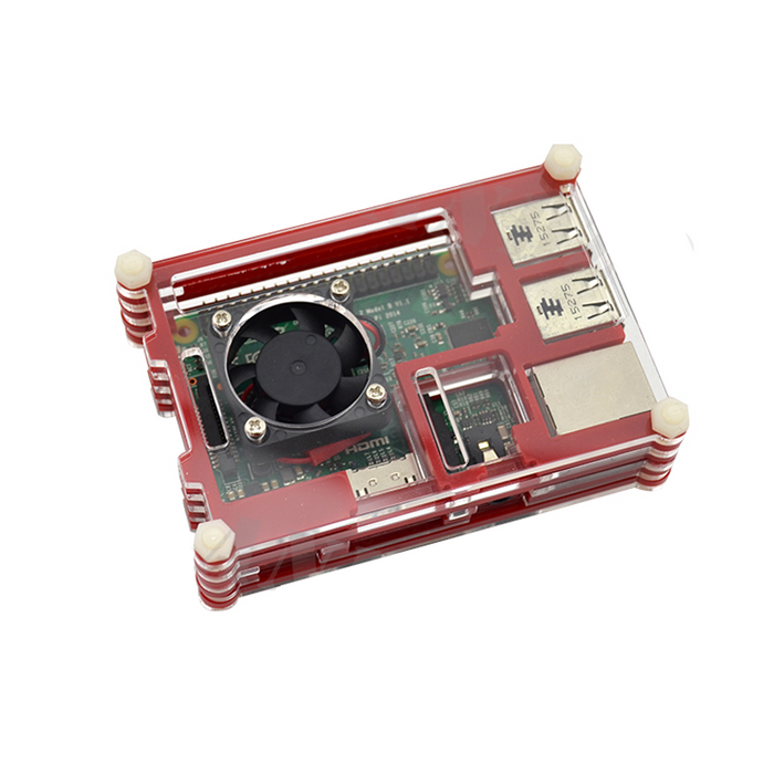 Raspberry Pi 3 Acrylic 9 Layer Case Röd – Transparent