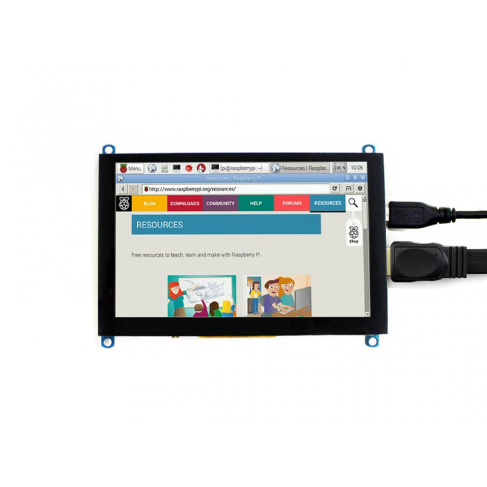5-tums kapacitiv pekskärm LCD - 800x480 - HDMI - Fungerar med de flesta HDMI-kompatibla system