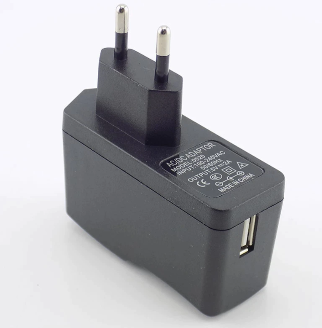 Strömförsörjningsadapter 5V/2A (rese/väggadapter WHA USB) med EU-kontakt