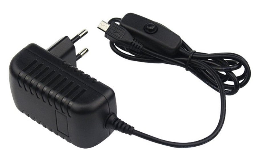 5V 3A Nätadapter Micro USB  med ON OFF-knapp