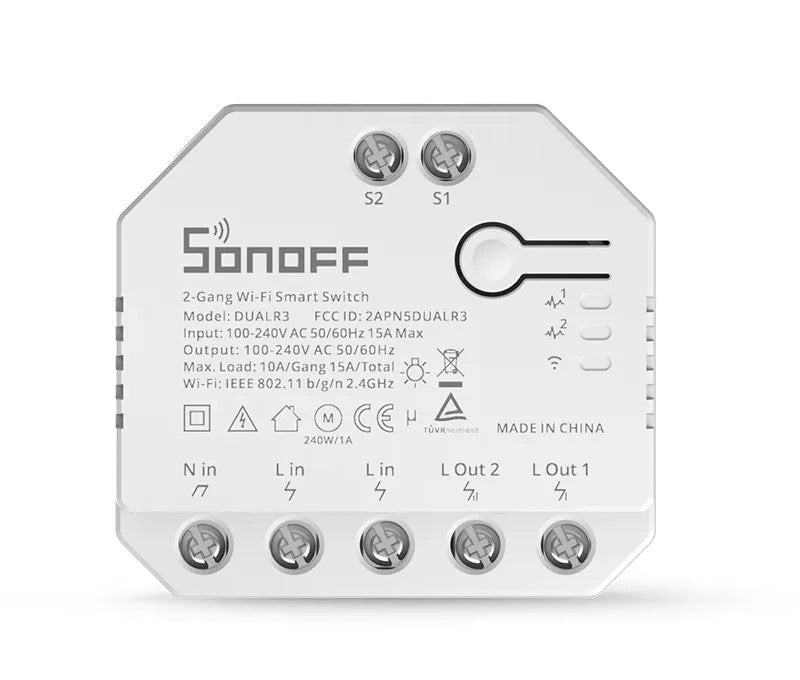 SONOFF DUALR3 Relay - Tvåvägs Smart Switch - Dubbelrelä - Effektmätare