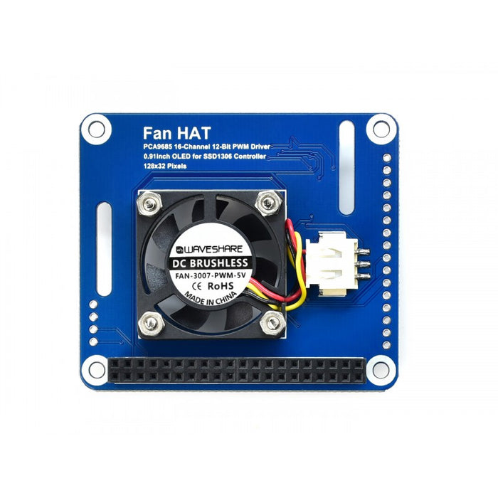 PWM-kontrollerad PCA9685 Fan HAT för Raspberry Pi med display för realtidstemperatur
