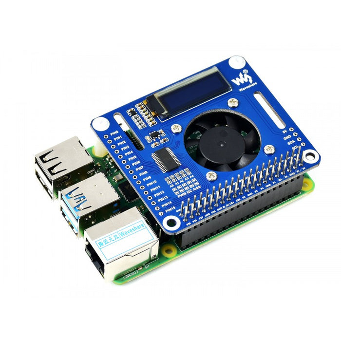 PWM-kontrollerad PCA9685 Fan HAT för Raspberry Pi med display för realtidstemperatur
