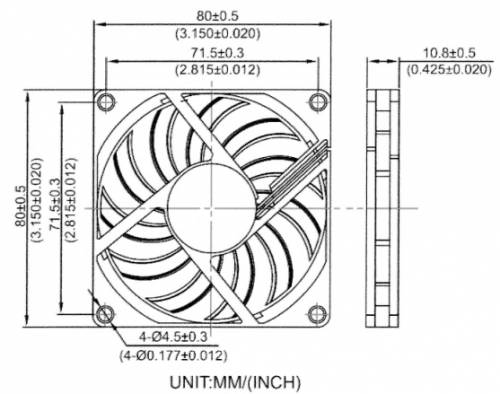 80x80x10.8 mm kylfläkt för ODROID N2+ - 2 PIN-kontakt